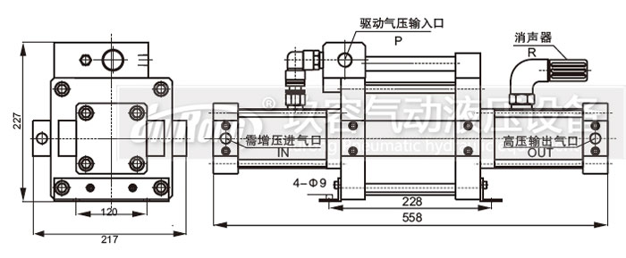 双头双作用气体增压泵详细安装接口说明